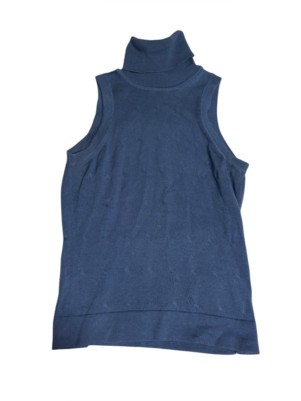 Marlowe Italy Turtle Neck Tank Top Cashmere Silk Luxury Blue Knit